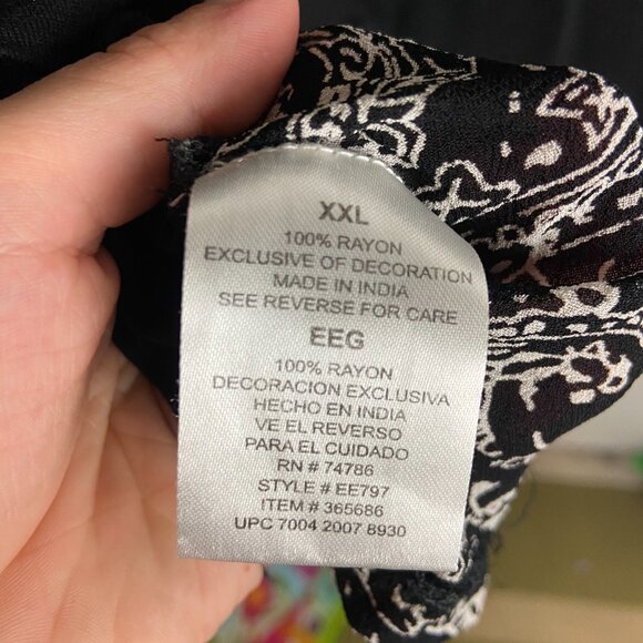 Bila Size XXL Black and White Beaded Blouse Sequins Embellished Semi Sheer Boho - Picture 2 of 6